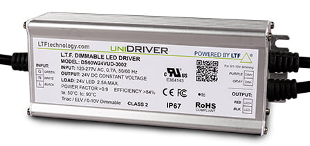 DS60W-UD-3002 60W UniDriver Universal Input 120-277V AC True Tri Mode Dimmable ELV Triac 0-10V LED Driver Power Supply