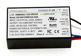 DS10WUD 10W UniDriver Universal Input 120-277V AC True Tri Mode Dimmable ELV Triac 0-10V LED Driver Power Supply
