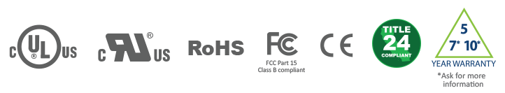UL UR ROHS FCC CE Title 24 Compliant Certification logos for UniDriver