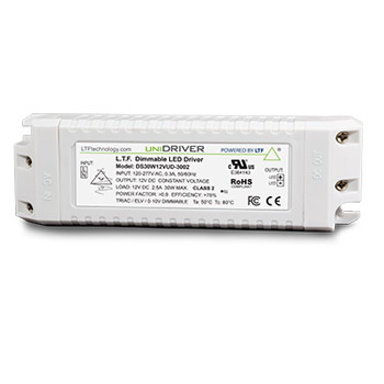 DS30W12VPT2UD-3002 30W UniDriver Universal Input 120-277V AC True Tri Mode Dimmable ELV Triac 0-10V LED Driver Power Supply