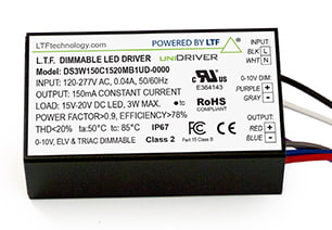 DS3WUD 3W UniDriver Universal Input 120-277V AC True Tri Mode Dimmable ELV Triac 0-10V LED Driver