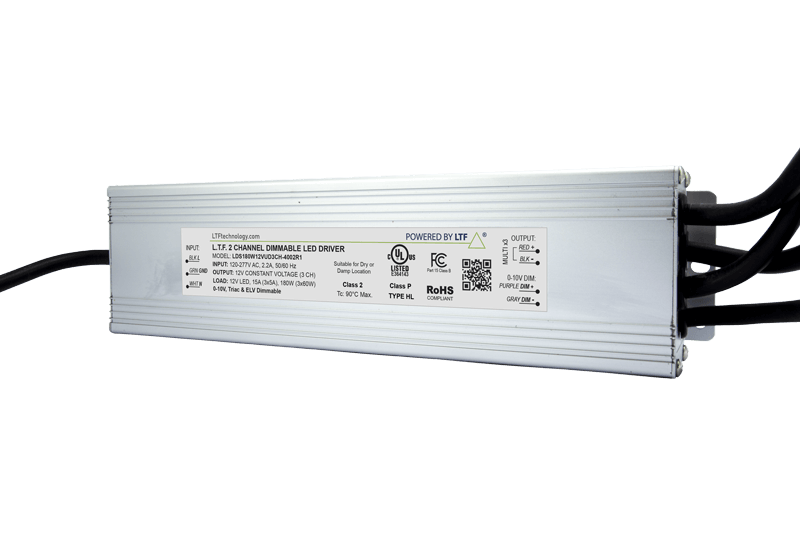 LDS180W12VUD3CH-4002R1 180W UniDriver Universal Input 120V - 277V AC True Tri Mode Dimmable ELV Triac 12V DC LED Driver Power Supply